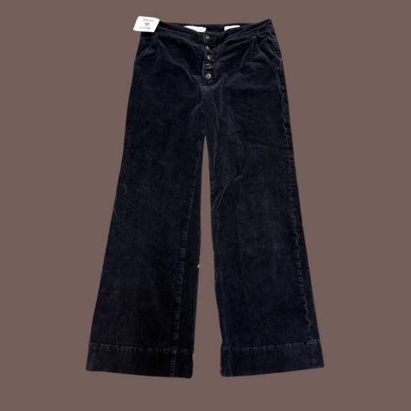 Pilcro and the Letterpress Pants - Pilcro Corduroy Pants | Black Wide-Leg | Size 30 | Anthropologie Retro-Inspired